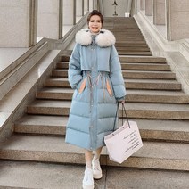 44사이즈 여자 루즈핏 겨울 퍼 후드 롱패딩 점퍼 코트 연예인 st 데일리 롱코트 코디