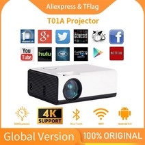 스마트빔 휴대용 미니 캠핑용 빔프로젝터 풀 HD 안드로이드 비디오 홈 시네마 글로벌 TFlag T01A 4K 1080P 3000 루멘, 01=AddBracket_EU플러그