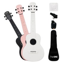 The ONE 콘서트 우쿨렐레 58.4cm(23인치) 탄소 섬유 키트 초보자 및 성인용 스트링 가방 스트랩 튜너 스페어 스트링(카본) 클리닝 천 포함, CarbonFiber-White