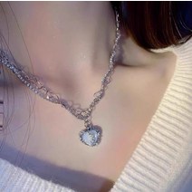 달 목걸이 펜던트 금 14k 18k 패션 복숭아 하트 물방울 쥬얼리 핑크 크리스탈 소녀 스위트 쿨 쇄골 체인 미적 Y2k 액세서리