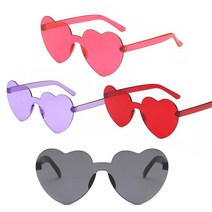 하트 선글라스 무테 인싸 색안경 휴가 촬영 틱톡 안경 투명 생일 파티 선물 브라이덜샤워, 블랙