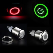 니토 LED 크롬 토글 스위치 DC12V DIY 버튼 자동차 차량용 전원 원형 메탈 인테리어, NG510. 선택10-전원 푸쉬온 레드