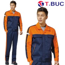 봄 여름 작업복 T-729 상의 하의 개별판매 M~4XL 네이비+오렌지 긴팔 반팔 근무복 유니폼 남자 남성 티뷰크