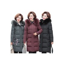 우먼롱외투 빅사이즈 후드 웰론 외투 겨울 중년용 엄마옷 코트, 엄마옷 여성롱패딩 빅사이즈 후드 웰론 점퍼 50대60대