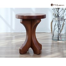 해찬솔원목이야기 통원목 비담 원형스툴의자, 밤색브라운