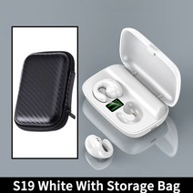 QCY 케이스 ear clip air 전도성 이어폰 5.2 블루투스 디지털 디스플레이 터치 무선 헤드셋 스포츠 소음 제거 헤드셋 xiaomi, [14] S19-White With Bag