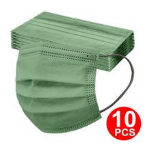 성인 일회용 마스크 3 레이어 Meltblown Morandi 여성을위한 보호 얼굴 남성 방진 마스카라 Quirurgicas, 12 10pcs green