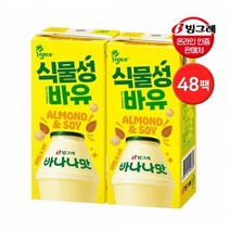 빙그레 간편한 빙그레 식물성 바유 바나나맛 아몬드 비건두유 190ml 48팩 명절 부모님 지인 선물 회사 탕비실 손님접대, 2set