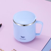 보온보냉병 보온보냉병 공장 직판 304스테인레스 물컵 뚜껑포함 2단 두꺼운화상방지 타입학생 보온텀블러 지원 logo, T03-북유럽블루, C01-400ML(9cm)