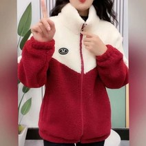 가죽코트 울 무스탕자켓 여성 색상 대비 캐주얼 양털 코트 의류 벨벳 가을 겨울 상품