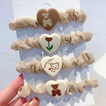 큐티 하트 베어 곱창 스크런치 헤어밴드 택1