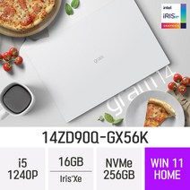 [오늘출발] LG전자 2022 그램14(12세대) 14ZD90Q-GX56K - 14인치 Iris Xe 휴대용 대학생 인강용 문서작업 가벼운 초경량 노트북, Win11 Home, 16GB, 256GB