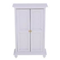 GHSHOP 1/12 흰색 armoire 3 레이어 옷장 인형 집 침실 거실 장식을위한 나무 가구 키트, 화이트