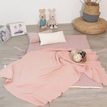준앤종 프리미엄 피그먼트워싱 순면 신생아 침대 양면패드/안전가드, 3중 거즈이불, 단일사이즈, 핑크