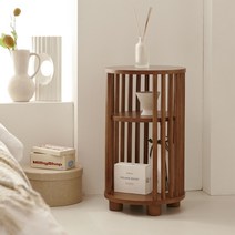 에센셜 2단 고무나무 원형 거실 협탁 EAN_DS003, 02.월넛