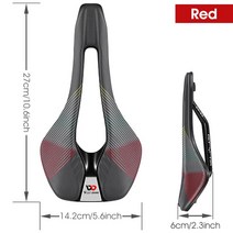 자전거 안장 쿠션 카본 WEST BIKING경량 편안한 사이클링 충격 흡수 로드 MTB, Red