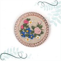 토이앤스티치/헤라/타원/브로치/로즈골드/프랑스자수/반제품/당일발송, CF164-문양원형브로치-로즈골드