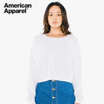 American Apparel 여성 탑 맨투맨 Whire