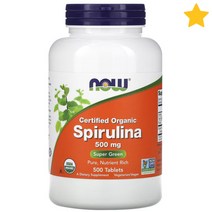나우푸드 오가닉 스피루리나 500mg 500정 Now Foods Certified Organic Spirulina 500 mg 500 Tablets, 1개, 기본