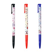 120 헬로키티 유성볼펜 0.38mm 흑청적 (20개입), 블랙