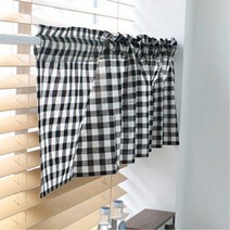 피아노학원 창문 장식 발랄체크 미니커튼 선반가림