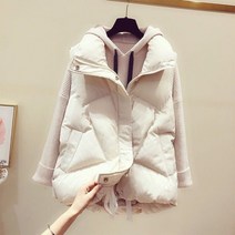 공항패션 겨울 간절기 여성 루즈핏 덕다운 패딩 재킷 여성 패딩조끼 TS404