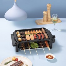 전기그릴 생선구이 양면그릴 가정용 다기능 전기 오븐 무연 베이킹 팬 이중 레이어 220V, Black+미국