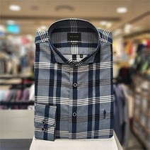 NC불광점 예작 **무료배송**고퀄리티 면+레이온 5대5 블루 빅체크 와이드 카라 슬림핏 셔츠 YJ1FBS703BL