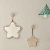 미르메르 별모양 원목 벽걸이 아크릴 안전거울, 꽃6cm, 구매안함