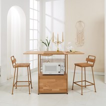 [에타홈] 아이벨 홈바 꾸미기 테이블 원목아일랜드식탁 좁은주방식탁 보조식탁 1200, 참죽/그레이