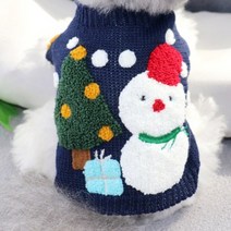 모모도퀸 눈내리는 크리스마스 이브 니트 애견 스웨터 강아지옷, 네이비