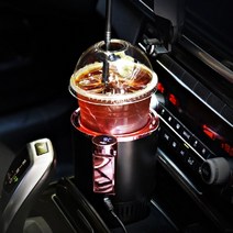 LED 냉온컵홀더 차량용 LED 터치 커피포트 냉온 보온보냉 usb케이블 포함, 블랙핑크(usb 케이블 포함)