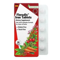 Floradix 플로라딕스 철분 보충제 엽산 비타민C B6 B12 티아민 리보플라빈 나이아신 철 글루콘산제1철 시금치잎 당근뿌리 회향씨 켄타우리 로즈힙 80 정
