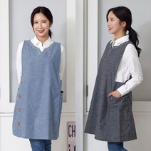 네이처데코 심플 스티치 빅사이즈 원피스형 앞치마 3color, 청해지