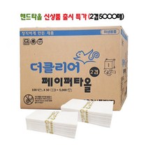 [아이제이] [신상품 출시 특가] 5000매 2겹 핸드타올 매수and겹수 필수확인(NDBP-101) 손타올 페이퍼타올, 1박스