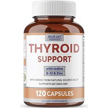 요오드 비-GMO - 비타민 b12 아연 셀레늄 amp가 포함된 블루 릴리 갑상선 보조제 다시마 체중 감소를 위한 갑상선 지원 복합체 에너지 증폭기 개선 신진대사 - 멀티비타민