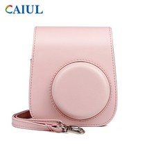 후지 인스탁스 미니 11 PU 가죽 케이스 스마트폰 인스턴트 프로텍터 파우치 백 및 숄더 스트랩 후지 인스, 연노랑