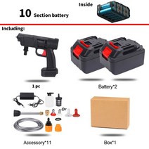 엔진룸 세정제 청소 크리너 코팅제 85bar 98vf 무선 고압 세차 세탁기 건 33000mah 거품 발생기 makita 용 물총 스프레이 클리너, c 2배터리 10섹션