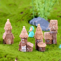 짚모양 모형집 4종 테라리움 수족관 화분 DIY 만들기 재료 미니어처 피규어, 4번