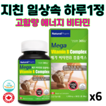 네추럴팜 메가비타민b 컴플렉스 90정 고용량 고함량 활력비타민 판토텐산 나이아신 비오틴 엽산 비타민비 비타민b 엽산보충제 비타민비군, 6병