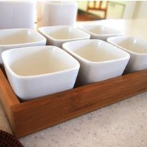 [정스토어 ] 사각볼 찬기 6P세트(대나무트레이 포함) #999EA, 정스토어 본상품선택, 정스토어 본상품선택