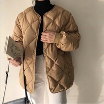 Surkat 노카라 라운드 경량 퀄팅 누빔 숏 패딩 자켓