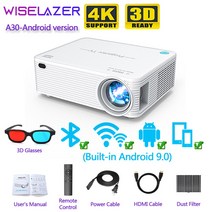 WISELAZER A30 9500 루멘 LED 네이티브 1920*1080 HD 지원 4K 홈 HDMI USB 와이파이 휴대용 프로젝터, WZ-A30-C