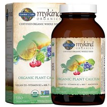 가든오브라이프 Garden of Life mykind 유기농 식물 칼슘 - 비건 자연 보충제 D3 및 K2 포함 글루텐 프리 180정 포장은 다를 수 있음 172503, 1개, 180개