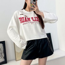 [세라제이] 구제 컷팅 셀프메이드 크롭티셔츠