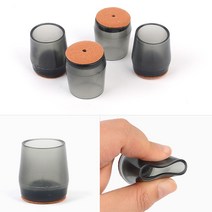 4P 원형 반투명 펠트 의자캡 적정 23MM 논슬립바닥재 층간소음완충재, 적정 18mm