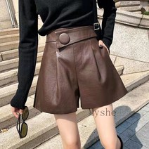 [Myshe]여성 가을 겨울 가죽 반바지 PU 반바지 Sevenfei908PK7