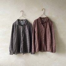 잔꽃 나염 기모 남방