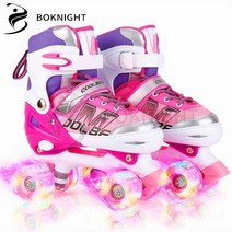 복나이트 롤러스케이트롤러장 롤러스케이트 조정 플래시 인라인스케이트, 핑크