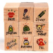 다이어리스탬프 세트 -DATE (RED)레더노리, 단품